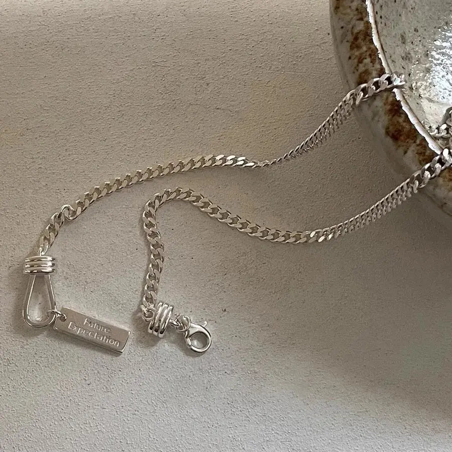 925 Sterling Silver Necklace Punk Chain Choker Future Word Tag Good Wish for Women Girl Jewelry Gift Dropshipping Wholesale JNi3 shop