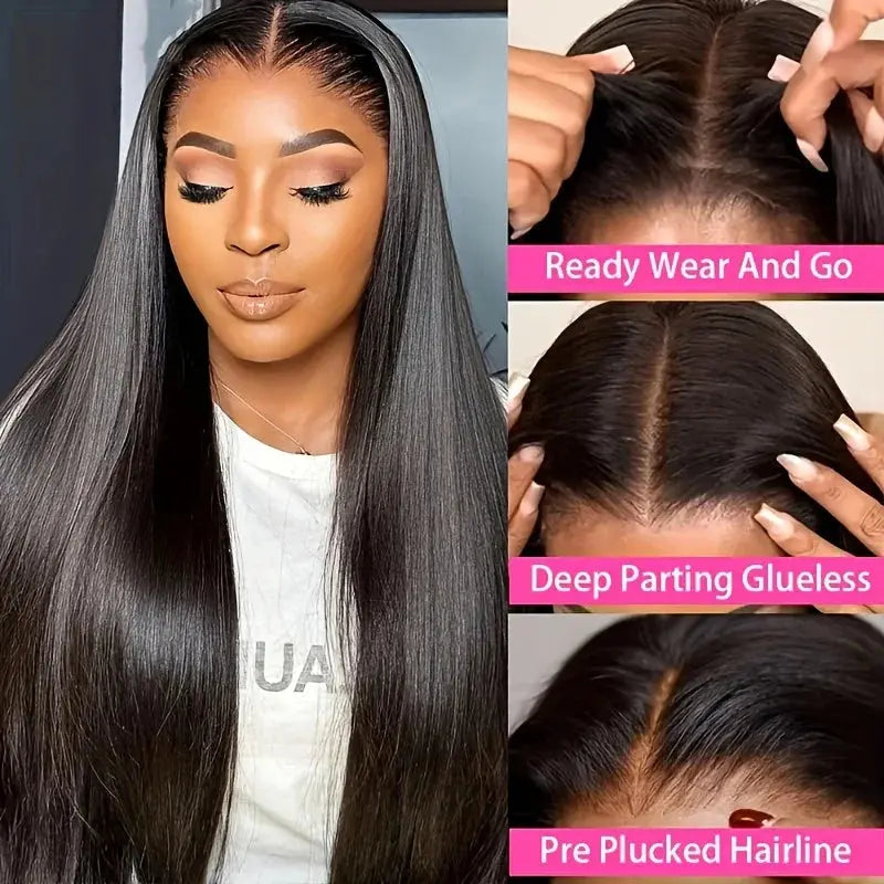 Bone Straight 13x4 Lace Frontal Wig For Women 5x5 Glueless Invisi-Drawstring Black Human Hair Wigs 360 Full Lace Wig Human Hair JNi3 shop