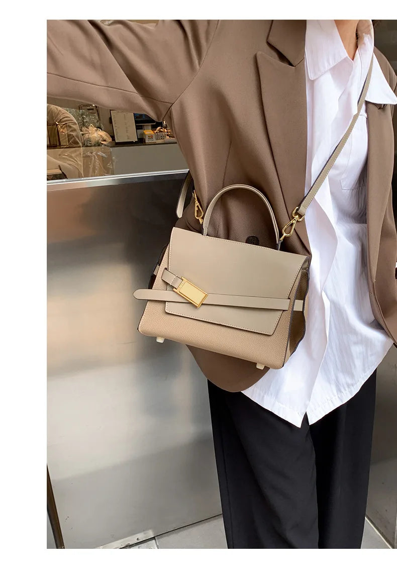 quality leather tote bags women square handbags luxury designer commuter shoulder crossbody bag large capacity