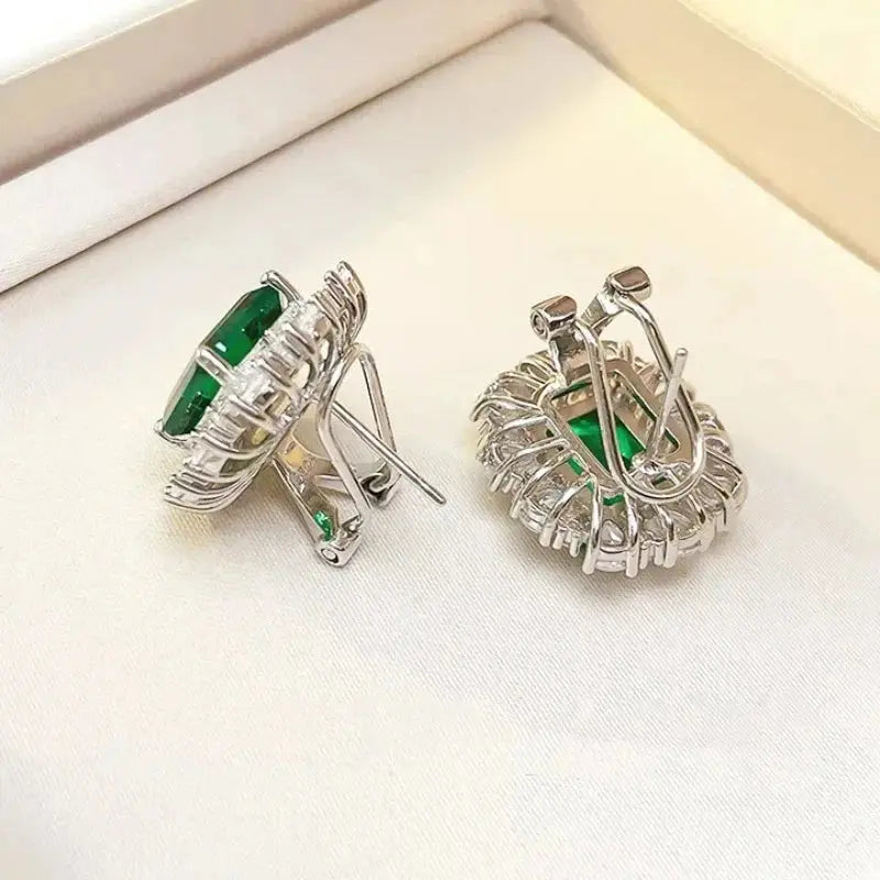 Halaile 9*11MM Emerald High Carbon Diamond Earrings S925 Sterling Silver Zircon Fine Jewelry Trendy Elegant Gift for Women JNi3 shop