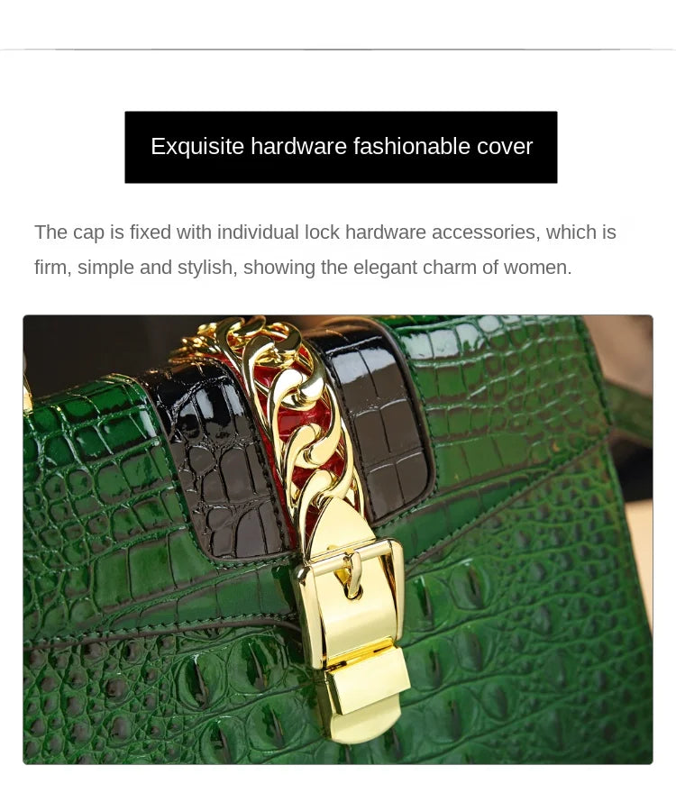 Genuine Leather Shoulder Crossbody Bag Crocodile Small Hard Square Portable Messenger Bags