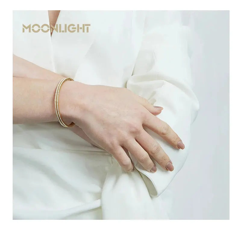 MOONLIGHT Fashion Cubic Zirconia Cuff Bangles for Women Trendy Titanium Steel Circular Classic Bracelet Female Jewelry Gift JNi3 shop