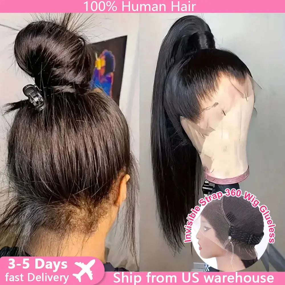 Bone Straight 13x4 Lace Frontal Wig For Women 5x5 Glueless Invisi-Drawstring Black Human Hair Wigs 360 Full Lace Wig Human Hair JNi3 shop