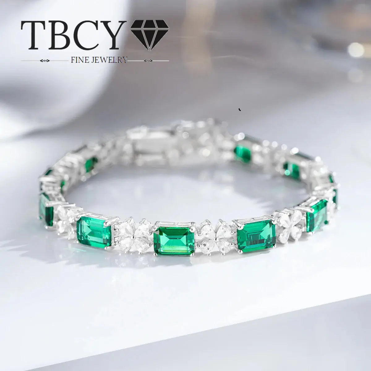 TBCYD 100% 925 Sterling Silver Emerald Ruby Bracelet for Women Luxury High Carbon Diamonds Gemstone Bracelet Bangle Fine Jewelry JNi3 shop