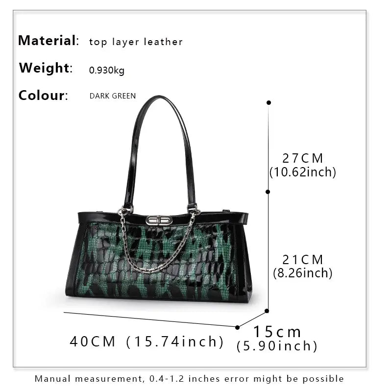 Fashionable Luxury Cowhide Women's Bag 2024 Trend Original Brand Handbag Crocodile Pattern Large Capacity Horizontal Bag JNi3 shop