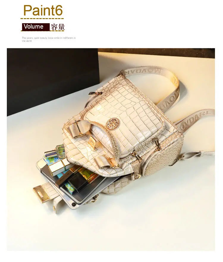 Luxury Designer Brand New High Quality Cowhide Backpack Female Fashion Large Capacity Hand Bill Shoulder Multi-functional Bag