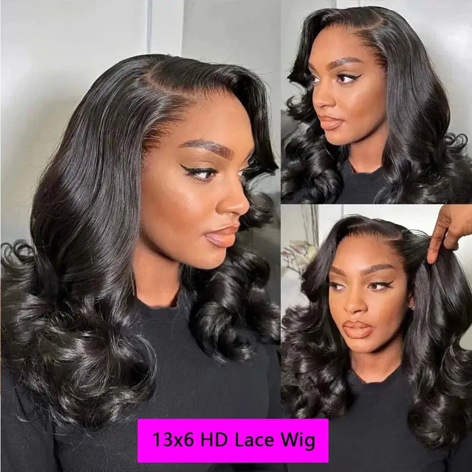 Body Wave Human Hair Short Bob Wig 13x6 HD Transparent  Lace Frontal Wigs 360 HD Full Lace Human Hair Wig Pre-Plucked JNi3 shop