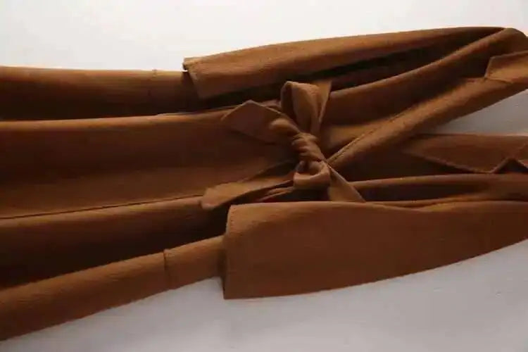 LANMREM 2025 High-End Water Ripple Double-Sided Wool Coat | Long Robe-Style