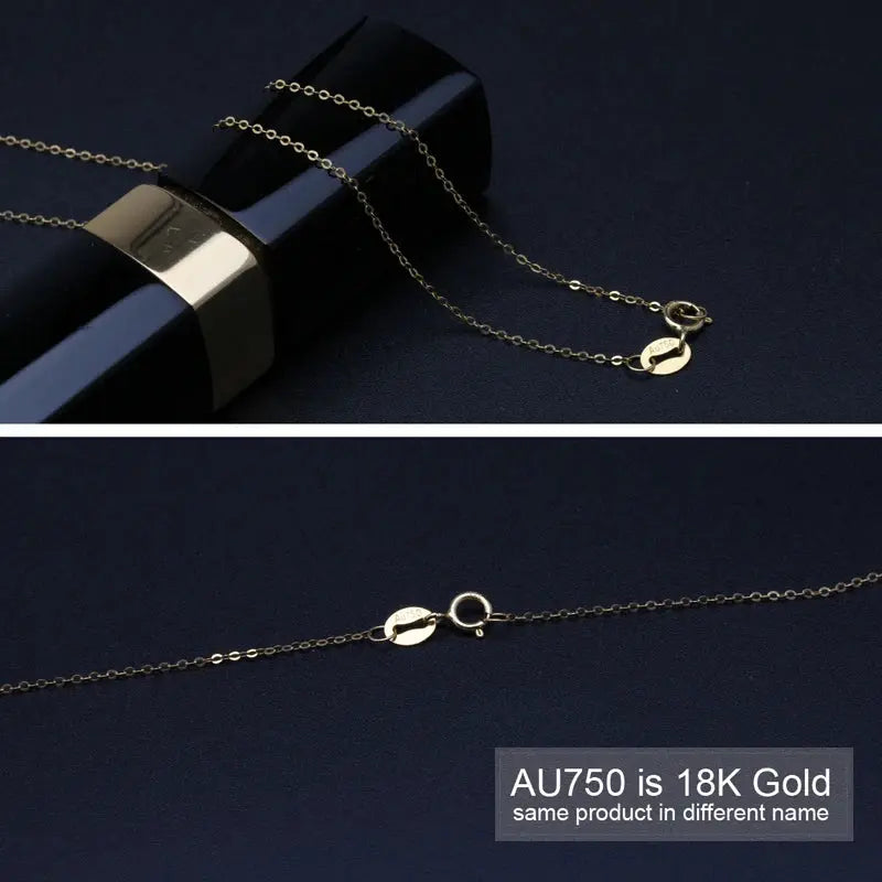 Real 18K Solid Gold Chain Necklace For Women,18 Inch Au750 Yellow Gold Necklace Wife Mother Girls Birthday Gift JNi3 shop
