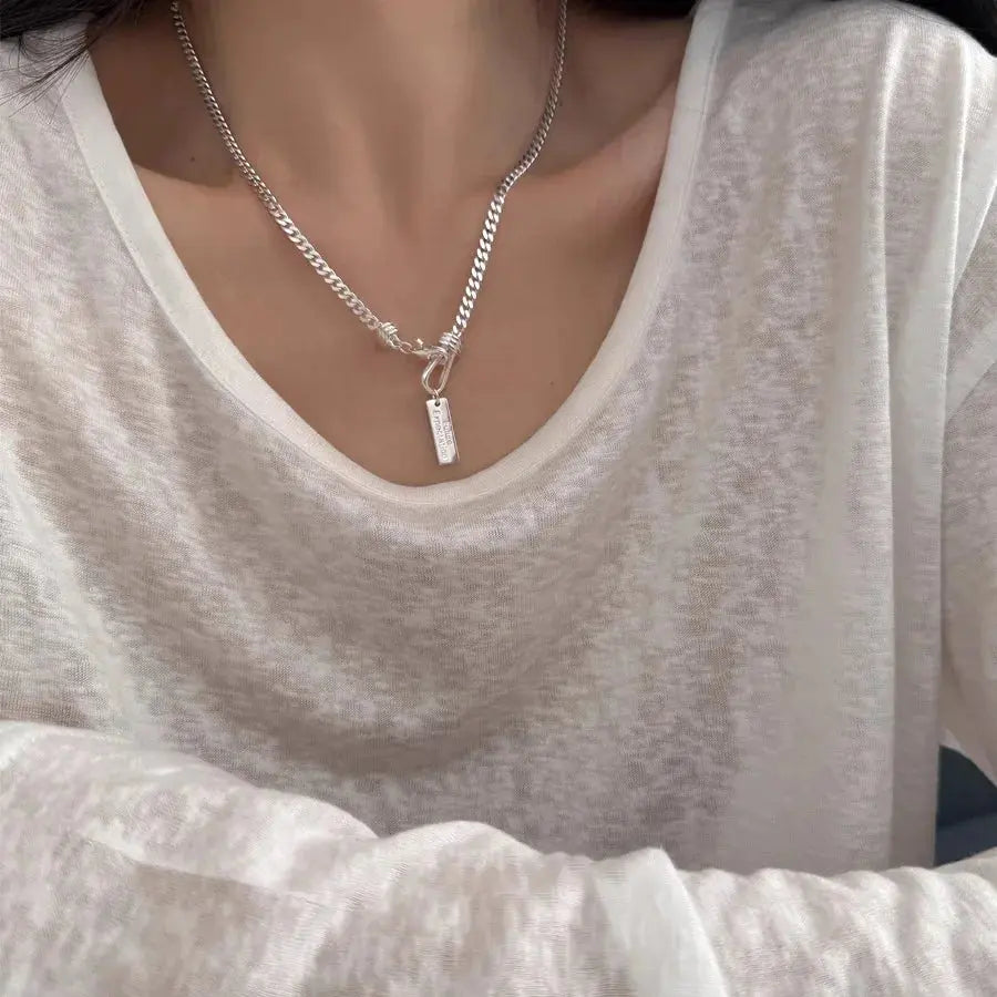 925 Sterling Silver Necklace Punk Chain Choker Future Word Tag Good Wish for Women Girl Jewelry Gift Dropshipping Wholesale JNi3 shop