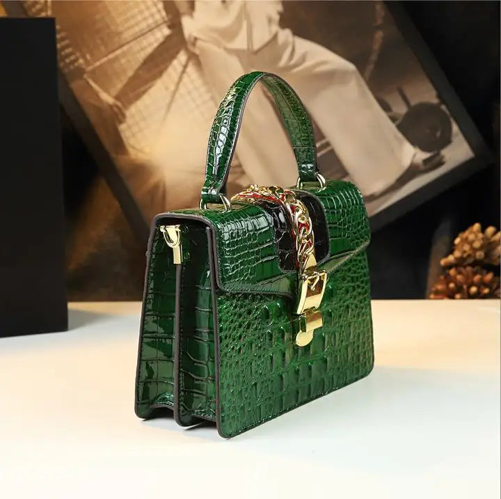Genuine Leather Shoulder Crossbody Bag Crocodile Small Hard Square Portable Messenger Bags