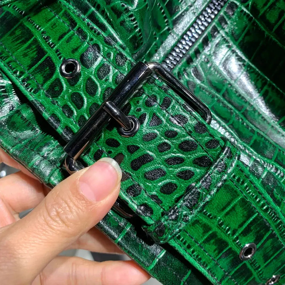 Crocdile Leather Bomber Ladies Real Sheepskin Coat Genuine Sheep Leather Biker Jacket 20325 JNi3 shop