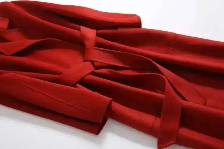 LANMREM 2025 High-End Water Ripple Double-Sided Wool Coat | Long Robe-Style