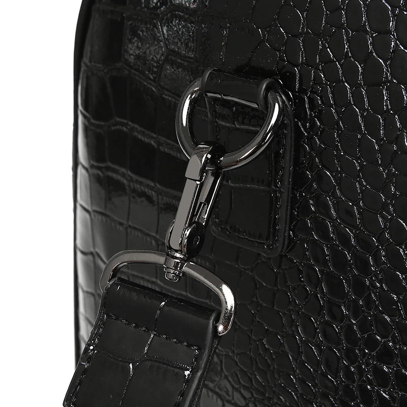 Men’s Luxury Crocodile Pattern Travel Duffel – Large Capacity Glossy Alligator Embossed Weekender & Business Luggage