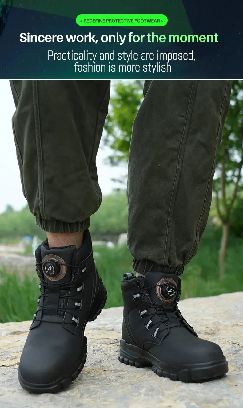 Waterproof Safety Boots Men Indestructible Steel Toe Work Boots Anti-smash Stab-resistant Safety Shoes Biker Botas Para Hombre JNi3 shop