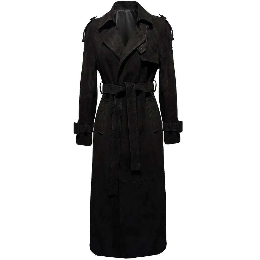 Women's Real Leather Trench Coat Long High Quality Windbreak Oversized JNi3 shop