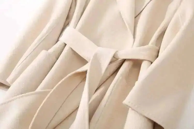 LANMREM 2025 High-End Water Ripple Double-Sided Wool Coat | Long Robe-Style