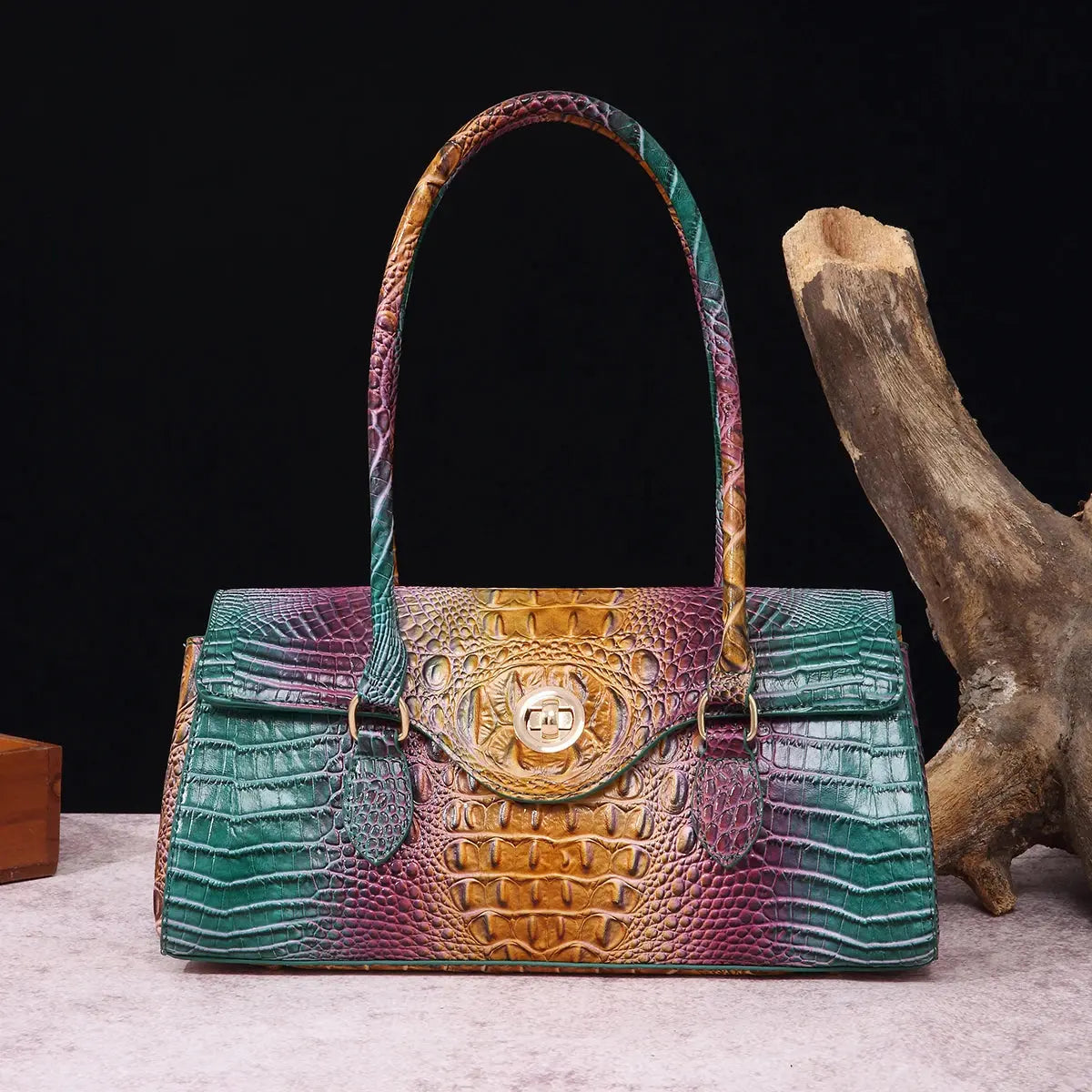 Multicolor Crocodile Pattern Fashion Handheld Stick Bag Large Capacity One Shoulder Underarm Bag Women's Luxury Handbag JNi3 shop