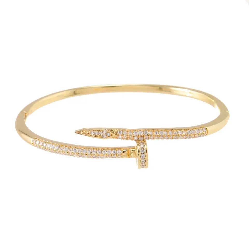 Classic Woman's Nail Shaped Open Bracelet Luxurious Gold Color Sparking Zircon Bracelet For Fashion - forward Events JNi3 shop