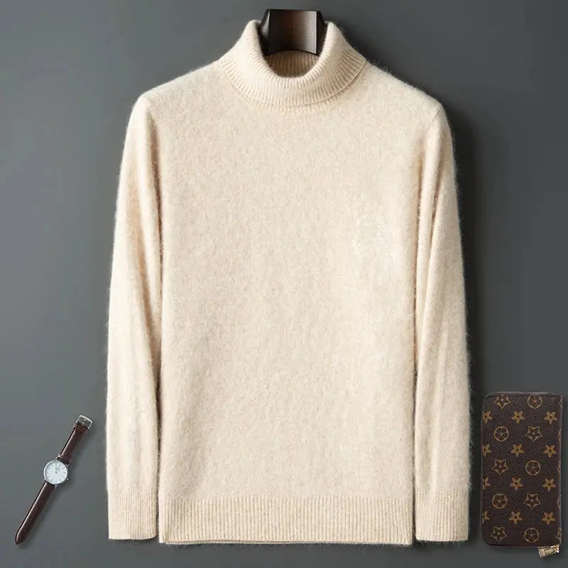 100% Male Mink Cashmere Sweater Solid Color Turtleneck Thick Autumn And Winter Loose Large Size Turtleneck Wool Bottoming Shirt JNi3 shop