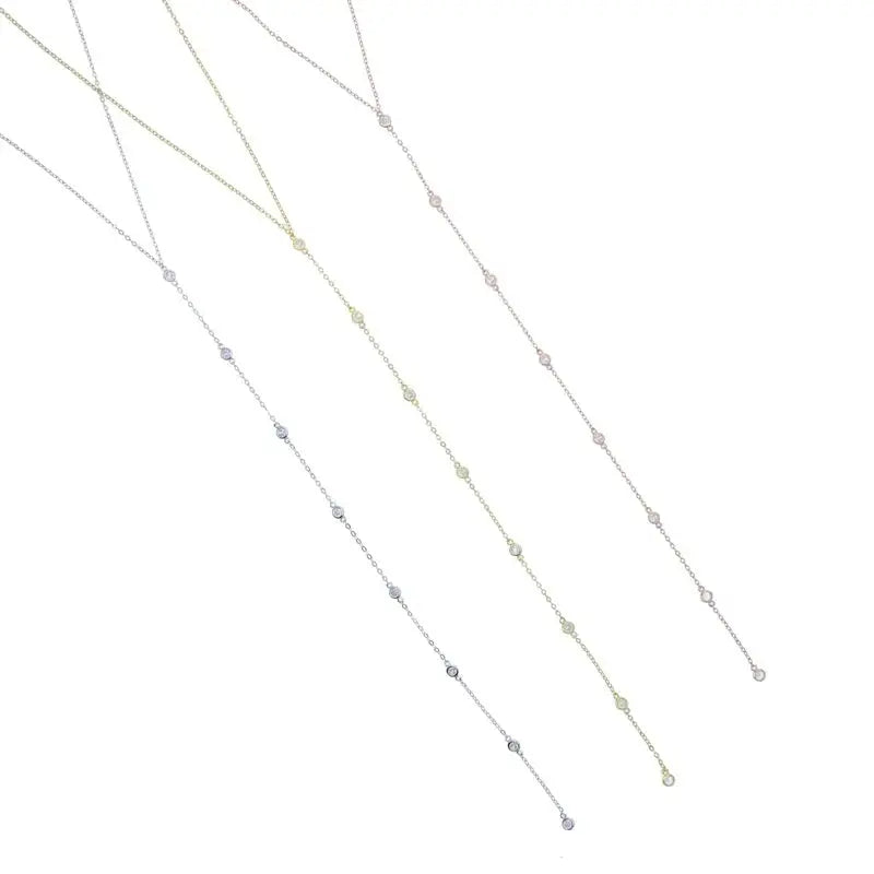 2025 Real 925 Sterling Silver Necklace Paved Round Dots Bezel CZ Stone Long Y Lariat Sexy Fashion Women Jewelry Necklaces JNi3 shop