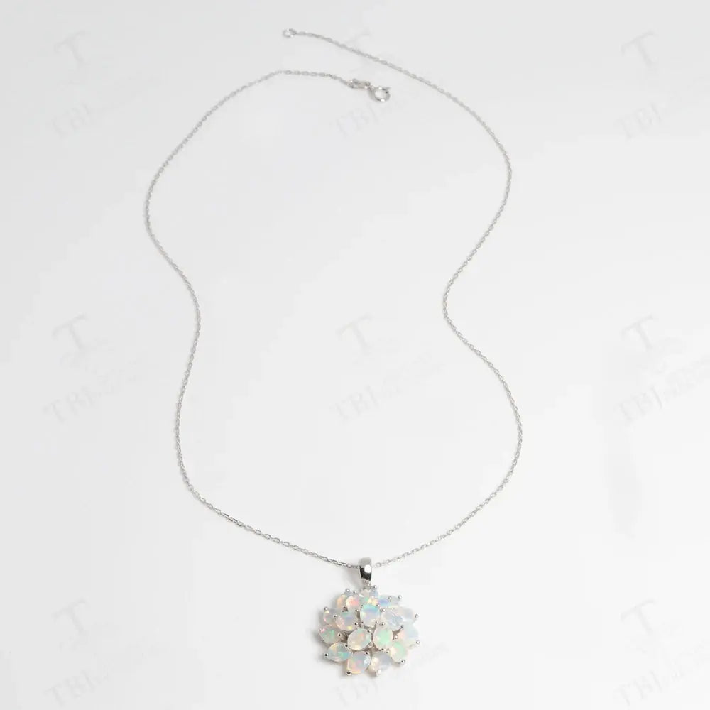 Luxury 4.2ct opal pendant 45cm necklace Pure 925 Silver natural ethiopia gemstones fine jewelry for women anniversary party gift JNi3 shop