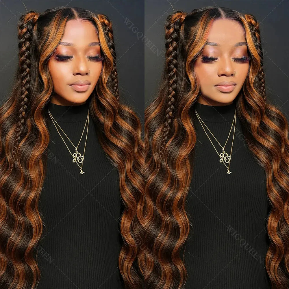 Upgraded 1B/30 Balayage Body Wave 13x4 Highlight Lace Front Human Hair Wig Vietnamese Omber Brown Colored Wig Human Hair JNi3 shop