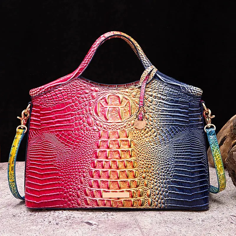 crocodile pattern colorful solid color high-end retro women's handbag JNi3 shop