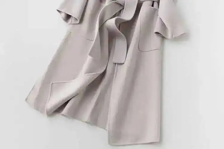 LANMREM 2025 High-End Water Ripple Double-Sided Wool Coat | Long Robe-Style