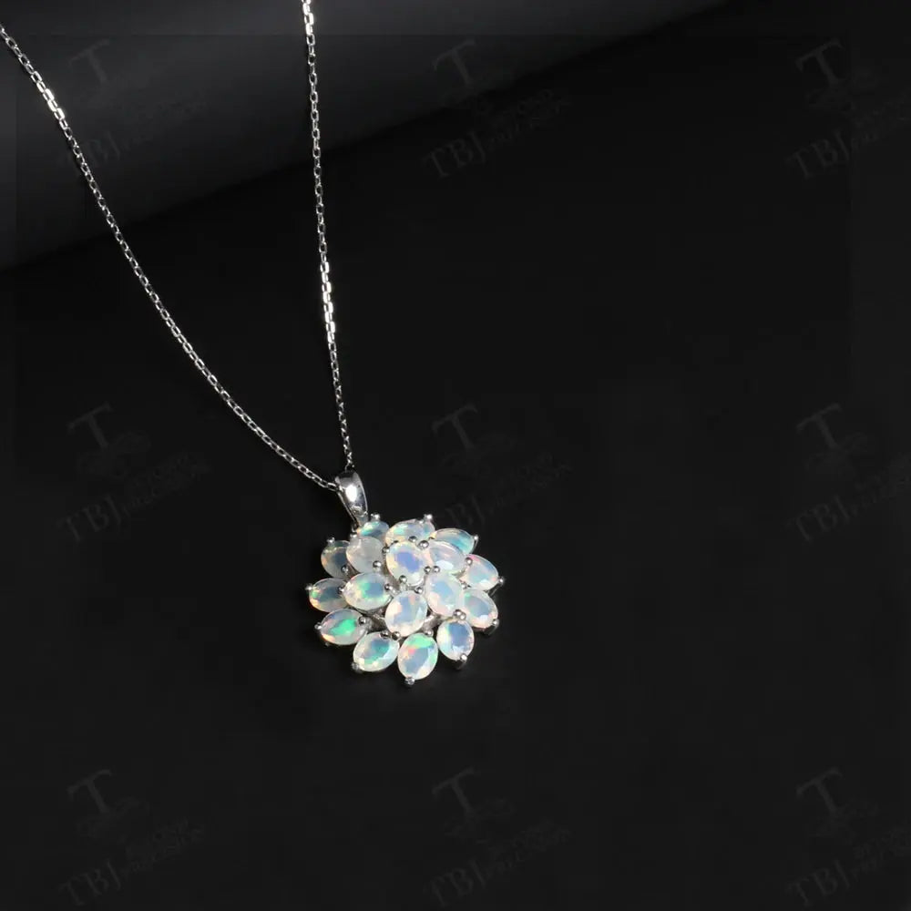 Luxury 4.2ct opal pendant 45cm necklace Pure 925 Silver natural ethiopia gemstones fine jewelry for women anniversary party gift JNi3 shop