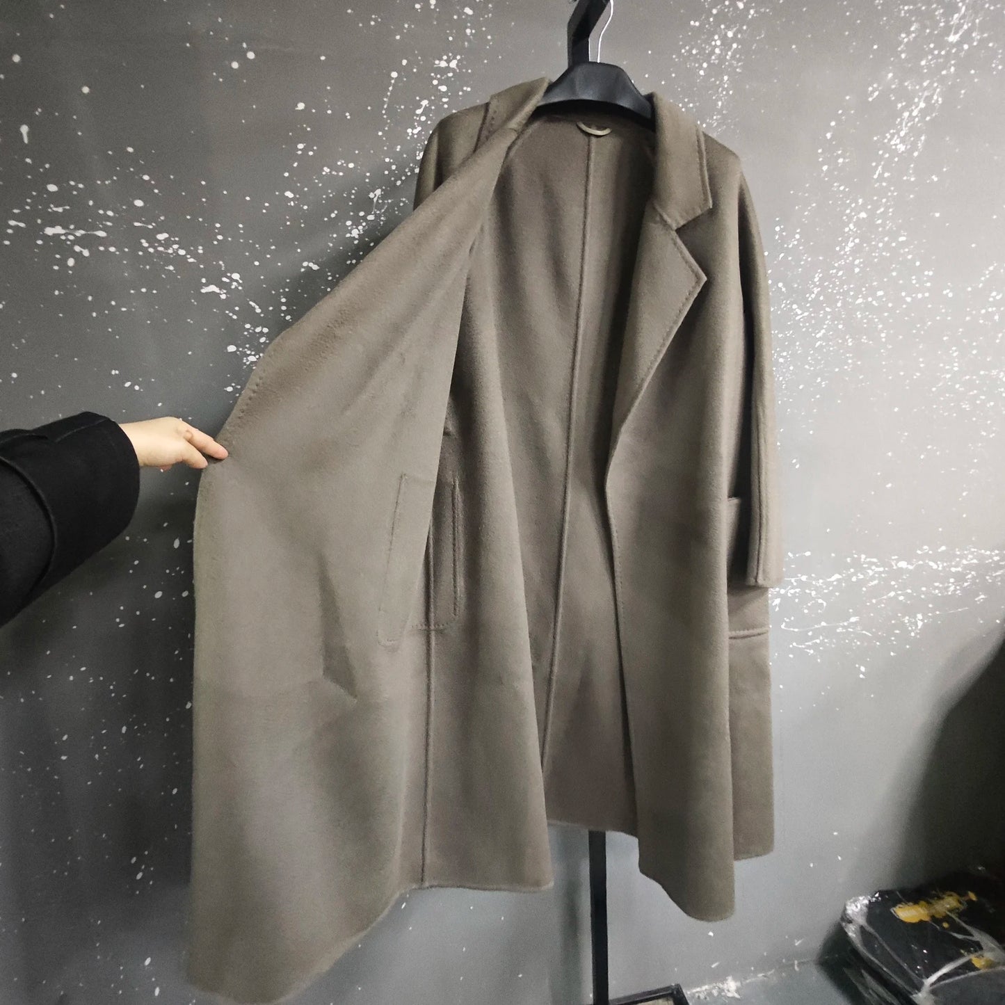 LANMREM 2025 High-End Water Ripple Double-Sided Wool Coat | Long Robe-Style