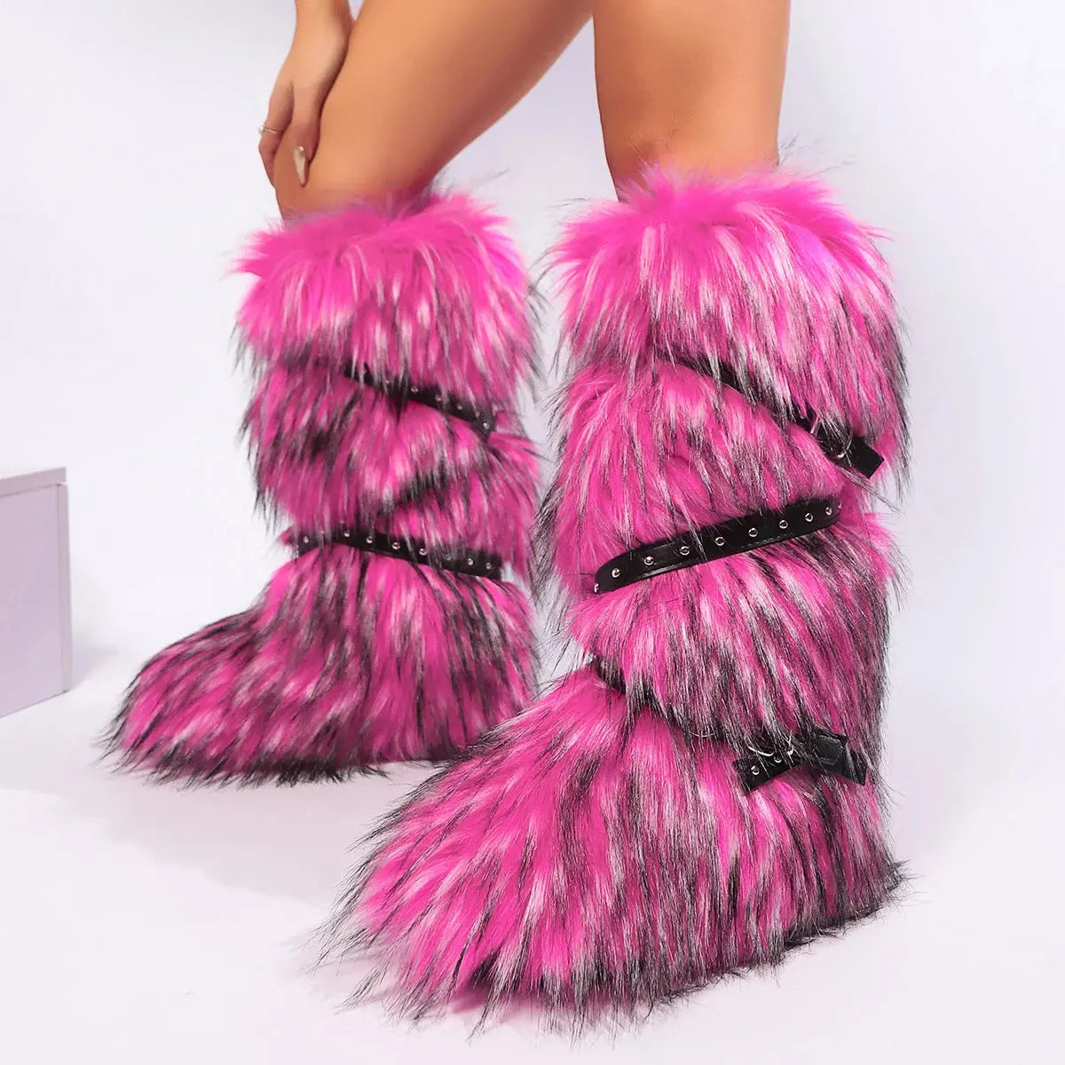 Winter Boots Women Faux Fur Snow Boots Warm Platform Long Boots Cute Plush Over Knee High Boots Y2K Girls Outdoor Furry Shoes JNi3 shop