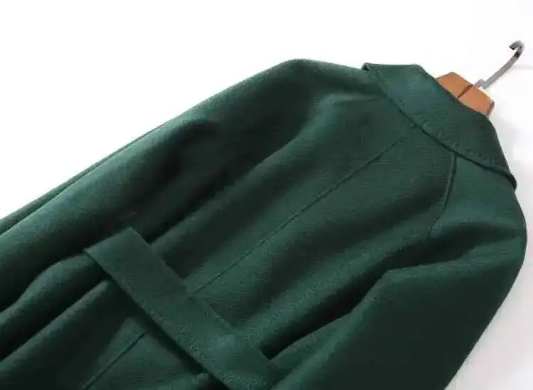 LANMREM 2025 High-End Water Ripple Double-Sided Wool Coat | Long Robe-Style