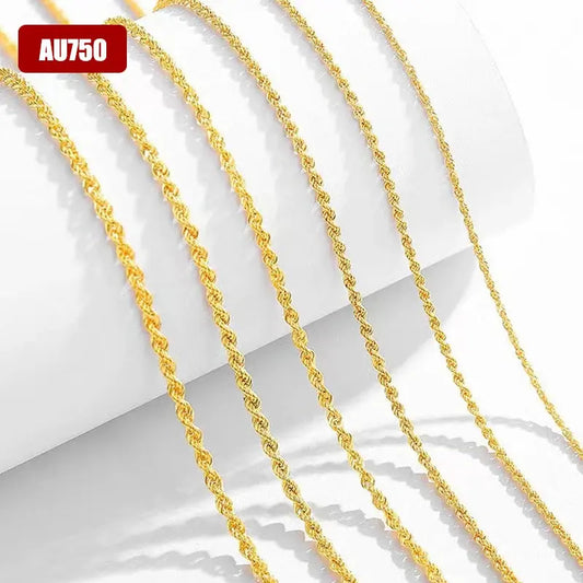 Real 18K Gold Necklace Match Pendant Chain Solid AU750 CLavicle Chain for Women Fine Jewelry Wedding Gift JNi3 shop