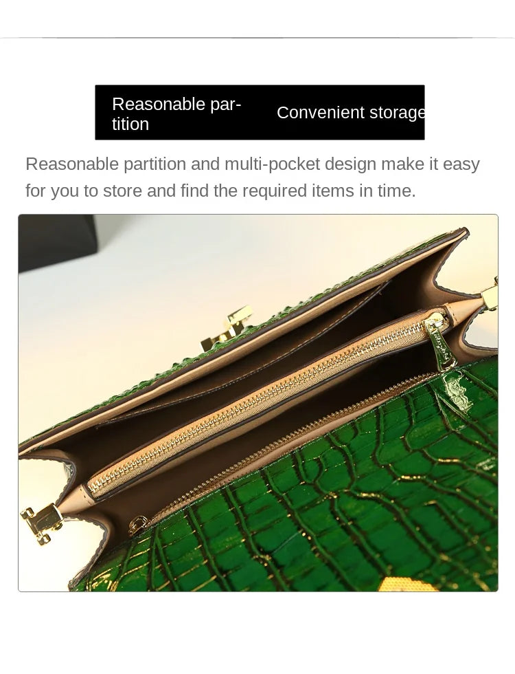 Genuine Leather Shoulder Crossbody Bag Crocodile Small Hard Square Portable Messenger Bags