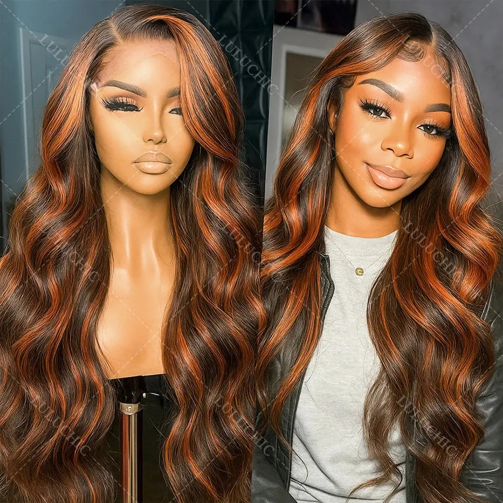 Upgraded 1B/30 Balayage Body Wave 13x4 Highlight Lace Front Human Hair Wig Vietnamese Omber Brown Colored Wig Human Hair JNi3 shop