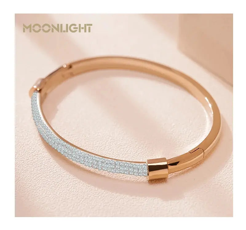 MOONLIGHT Fashion Cubic Zirconia Cuff Bangles for Women Trendy Titanium Steel Circular Classic Bracelet Female Jewelry Gift JNi3 shop