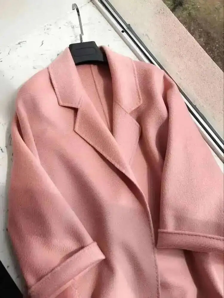 LANMREM 2025 High-End Water Ripple Double-Sided Wool Coat | Long Robe-Style