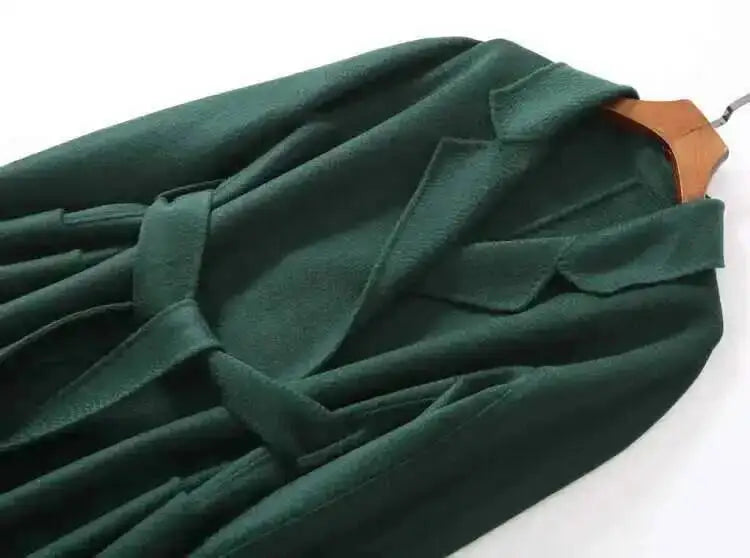 LANMREM 2025 High-End Water Ripple Double-Sided Wool Coat | Long Robe-Style