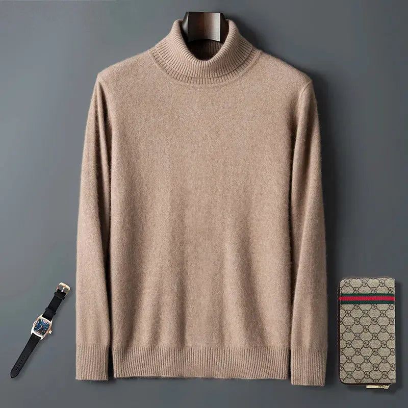 100% Male Mink Cashmere Sweater Solid Color Turtleneck Thick Autumn And Winter Loose Large Size Turtleneck Wool Bottoming Shirt JNi3 shop