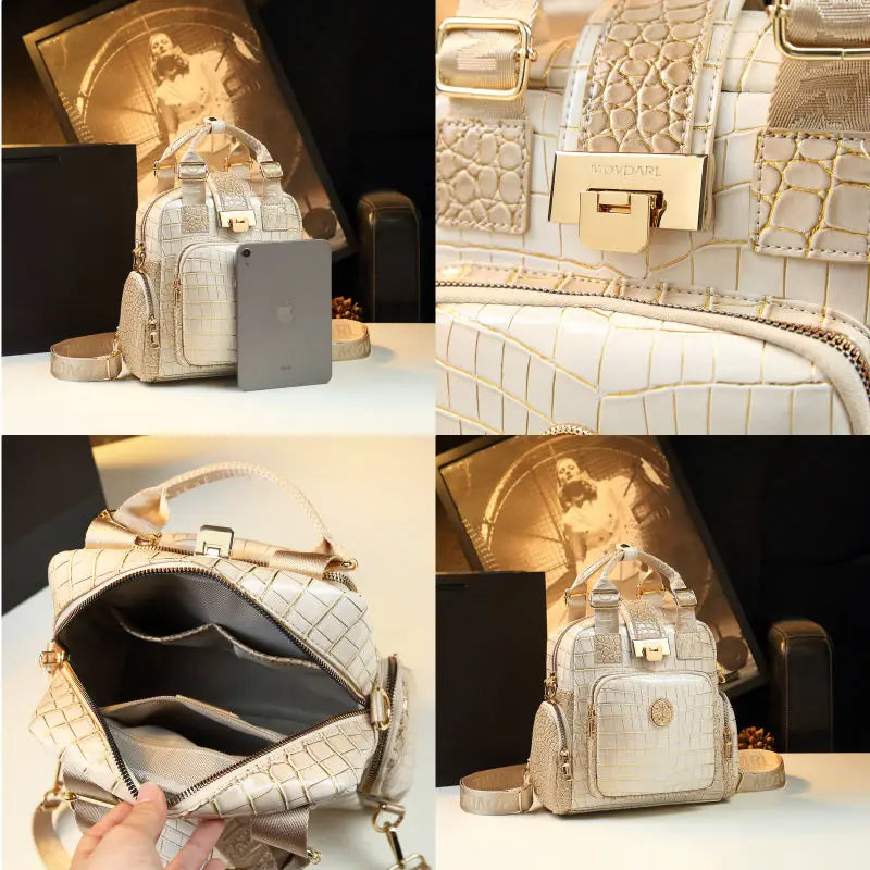 Luxury Designer Brand New High Quality Cowhide Backpack Female Fashion Large Capacity Hand Bill Shoulder Multi-functional Bag