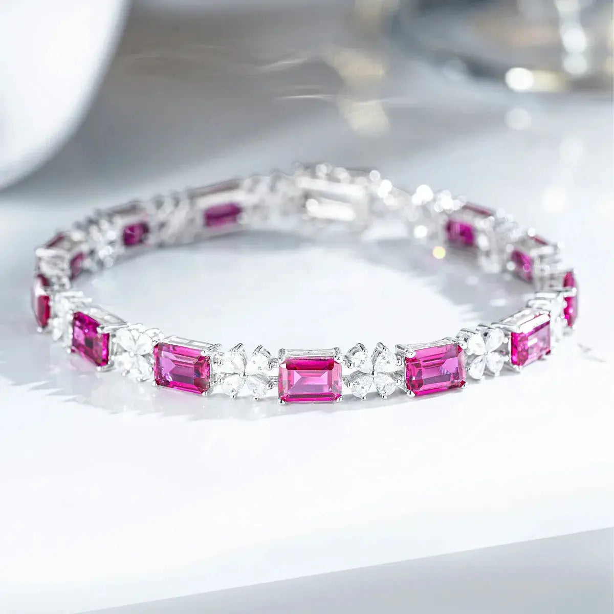 TBCYD 100% 925 Sterling Silver Emerald Ruby Bracelet for Women Luxury High Carbon Diamonds Gemstone Bracelet Bangle Fine Jewelry JNi3 shop