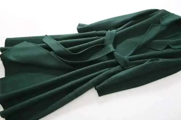 LANMREM 2025 High-End Water Ripple Double-Sided Wool Coat | Long Robe-Style