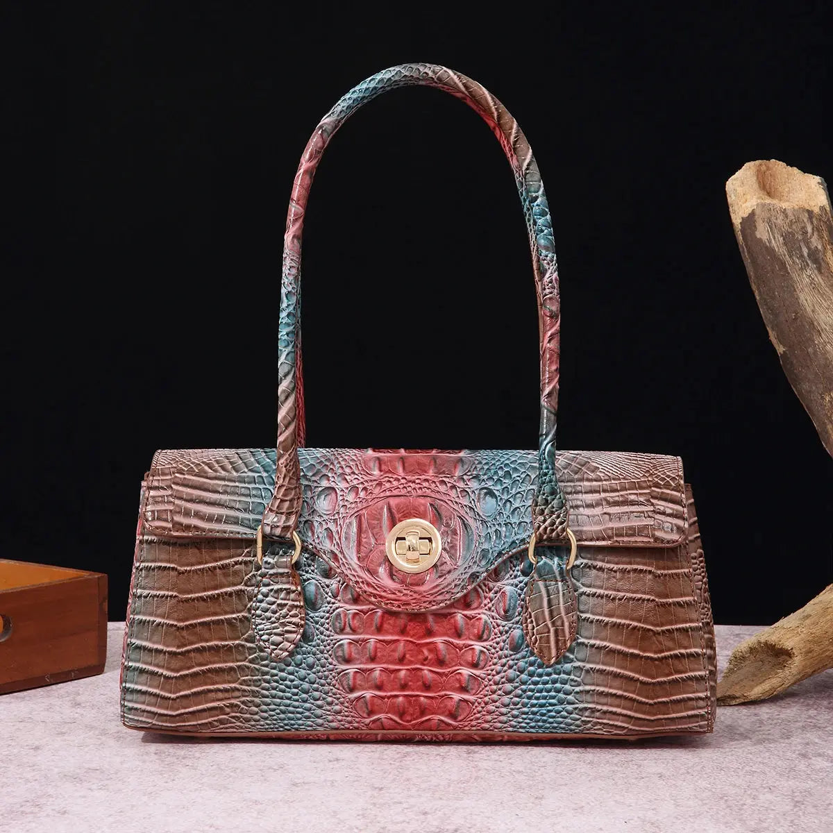 Multicolor Crocodile Pattern Fashion Handheld Stick Bag Large Capacity One Shoulder Underarm Bag Women's Luxury Handbag JNi3 shop