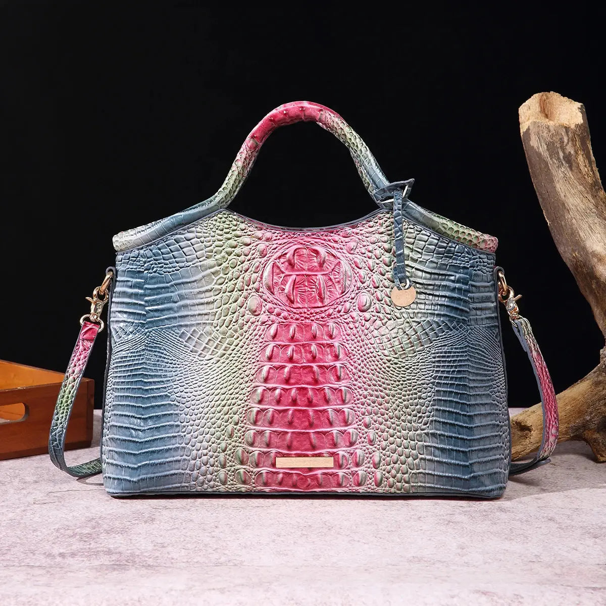 crocodile pattern colorful solid color high-end retro women's handbag JNi3 shop