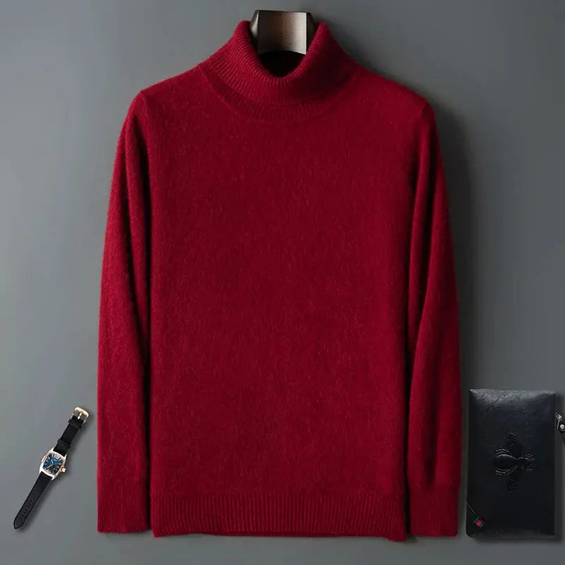 100% Male Mink Cashmere Sweater Solid Color Turtleneck Thick Autumn And Winter Loose Large Size Turtleneck Wool Bottoming Shirt JNi3 shop