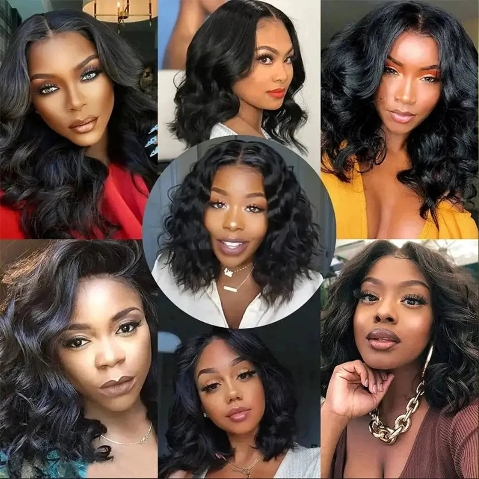 Body Wave Human Hair Short Bob Wig 13x6 HD Transparent  Lace Frontal Wigs 360 HD Full Lace Human Hair Wig Pre-Plucked JNi3 shop