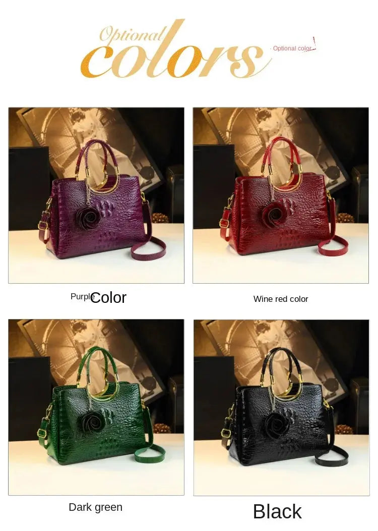 Genuine Leather Women's Handbags Crocodile Pattern Lady Flower Tassel Shoulder Messenger Bag Fashion Wedding Top Handle Bags JNi3 shop