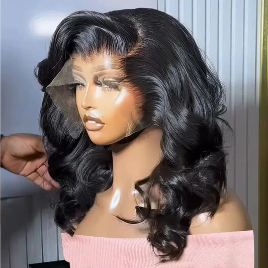 Body Wave Human Hair Short Bob Wig 13x6 HD Transparent  Lace Frontal Wigs 360 HD Full Lace Human Hair Wig Pre-Plucked JNi3 shop