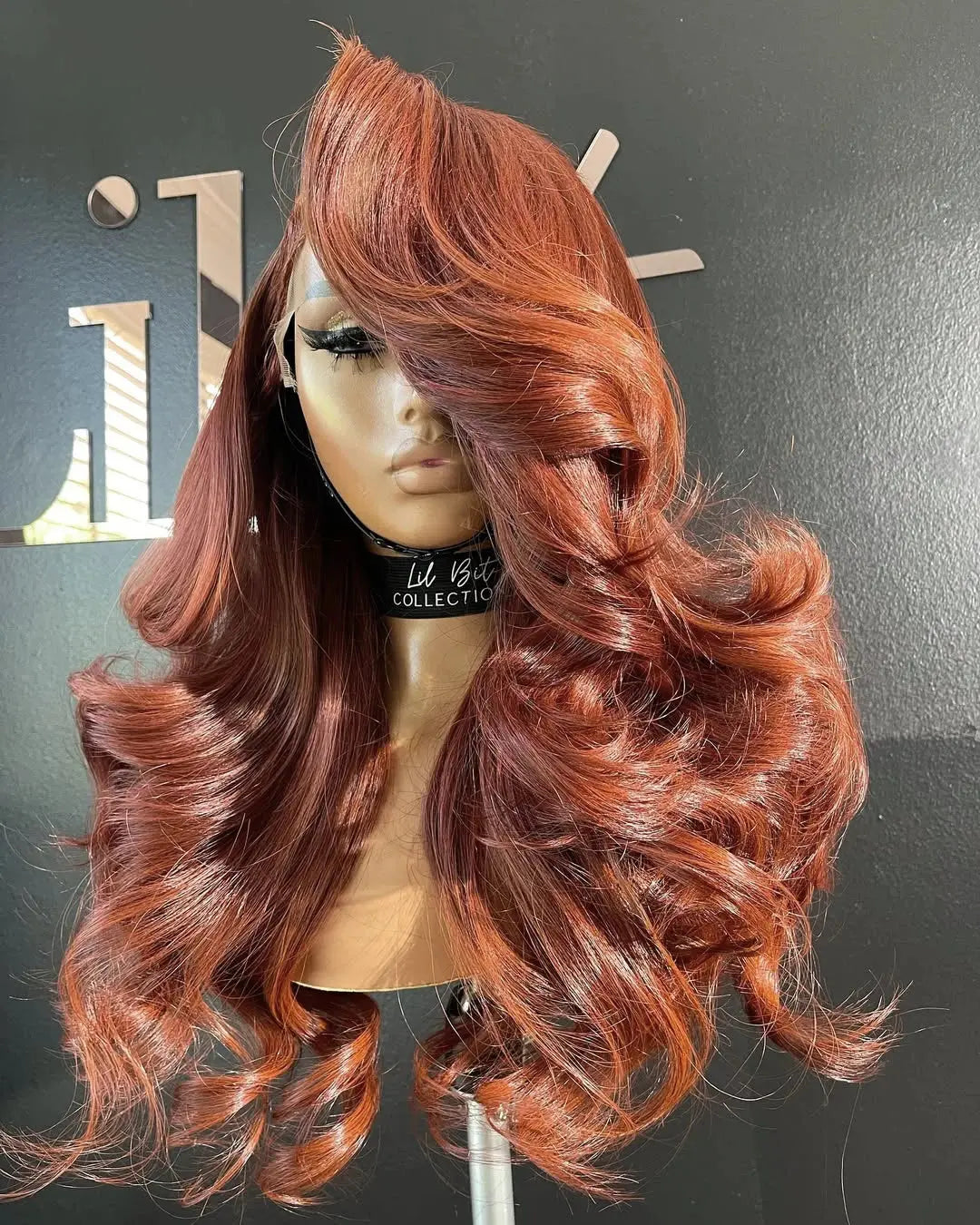 13x6 Reddish Brown Women's Wigs Synthetic Lace Front Wig Red Body Wave Lace Frontal Wig Glueless Pre Plucked With Baby Hair Wig JNi3 shop
